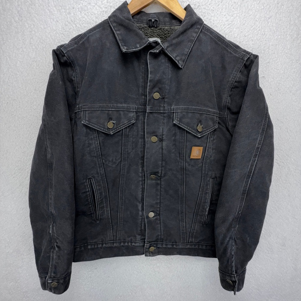 Carhartt Trucker Jacket Sherpa Lined Mens Medium J233 BLK Black